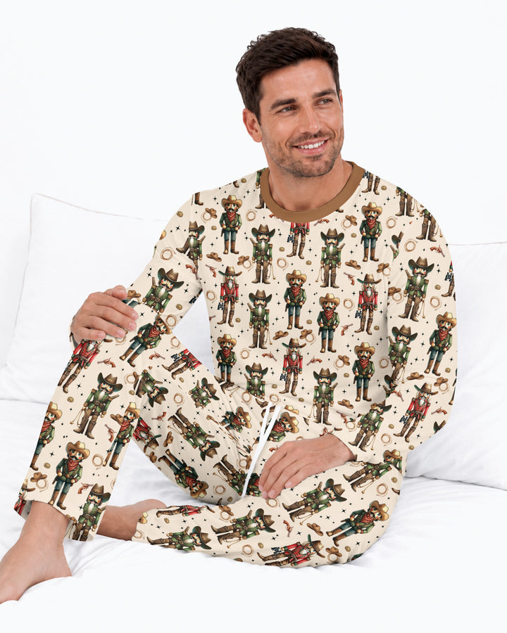 Western Christmas Cowboy Nutcracker Bamboo Men's Pajama Set