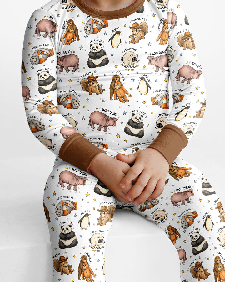 Cute Viral Animals Bamboo Two Piece Long Sleeve Pajama Set