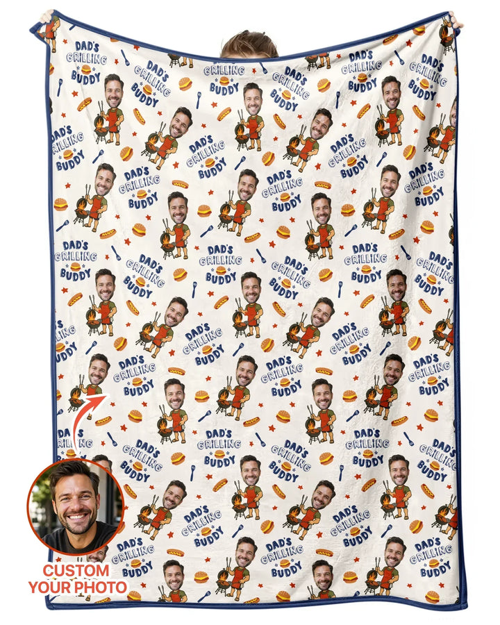 Custom Photo Dad's Grilling Buddy Family Matching Bamboo Blanket