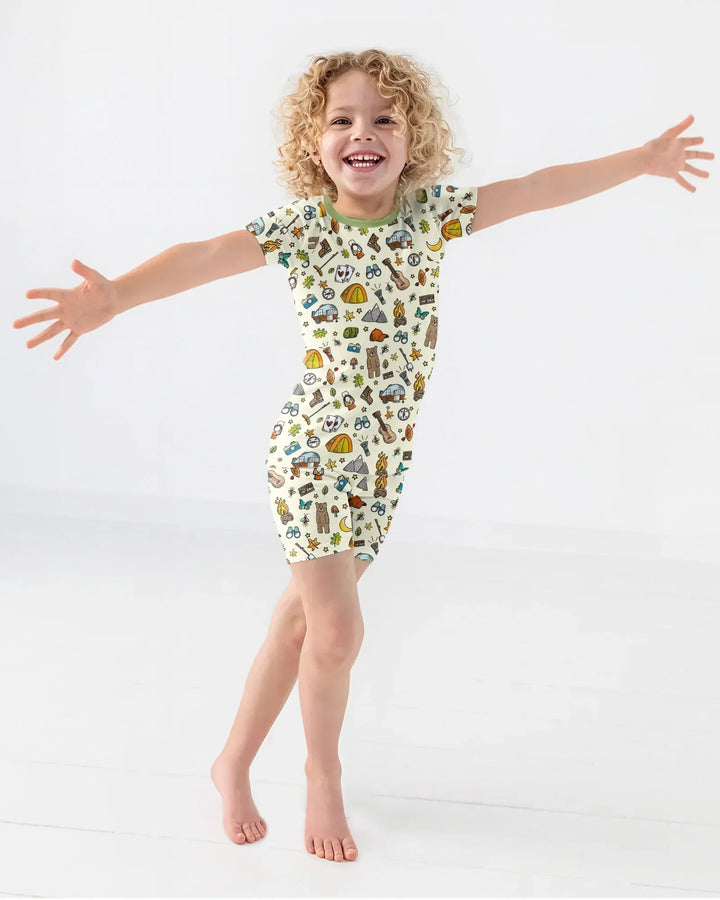 Love Camping Matching Family Bamboo Two Piece Short Sleeve Shorts Pajama Set