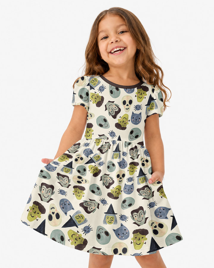 Halloween Face Bamboo Twirl Dress
