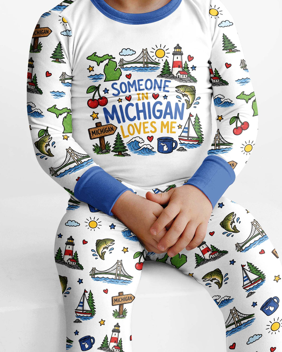 Someone in Michigan Loves Me Bamboo Two Piece Long Sleeve Pajama Set