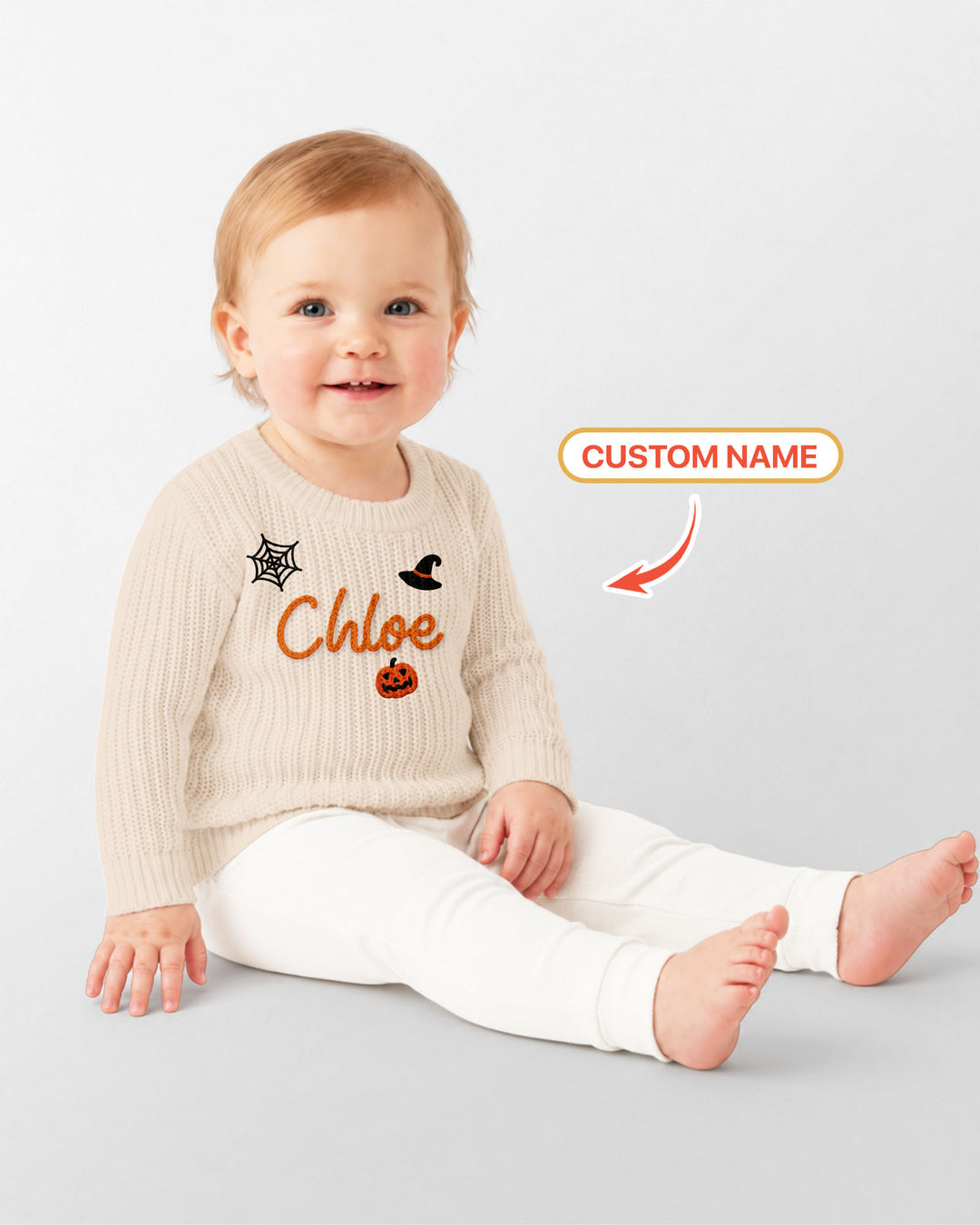 Happy Halloween Embroidered Baby Name Bamboo Knit Sweater Bubble