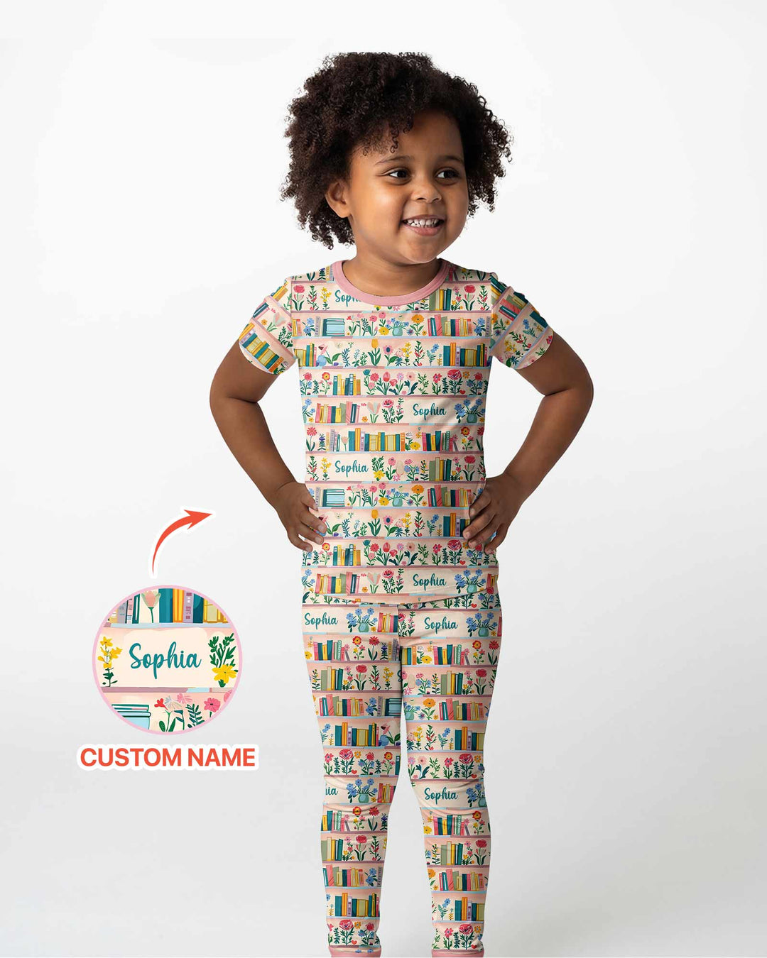Personalized Book Lover Bamboo Two Piece Short Sleeve Pajama Set