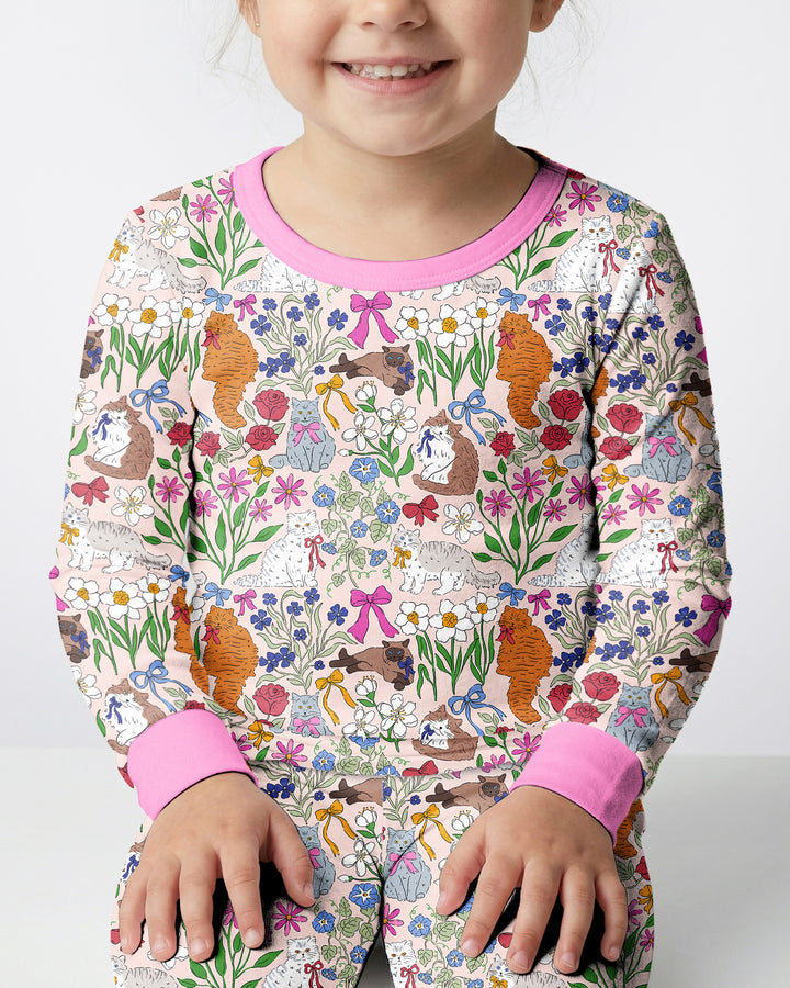 The Garden Cattery Mommy & Me Matching Bamboo Two Piece Long Sleeve Pajama Set
