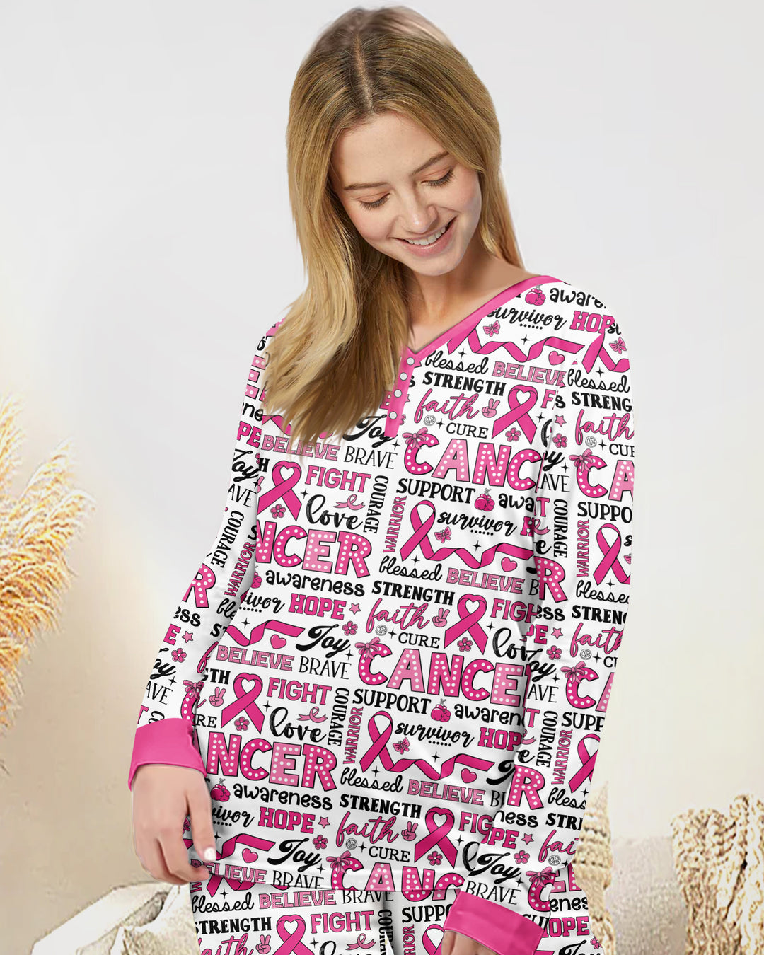 Strength in Pink Bamboo Women Pajama Set