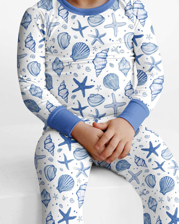 Conjunto de pijama de dos piezas de bambú de manga larga para toda la familia "Coastal Charm"