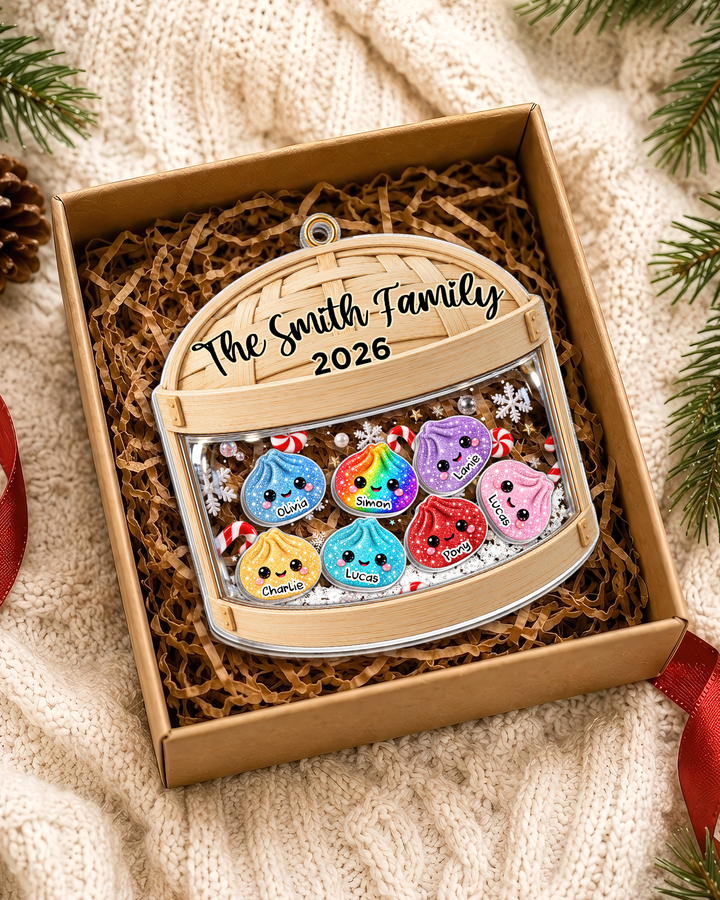 Glitter Dumpling Family - Personalized Shaker Ornament