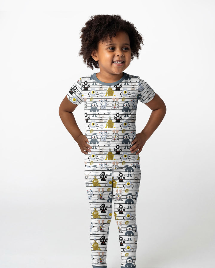 Playful Monster Friends Bamboo Two Piece Short Sleeve Pajama Set
