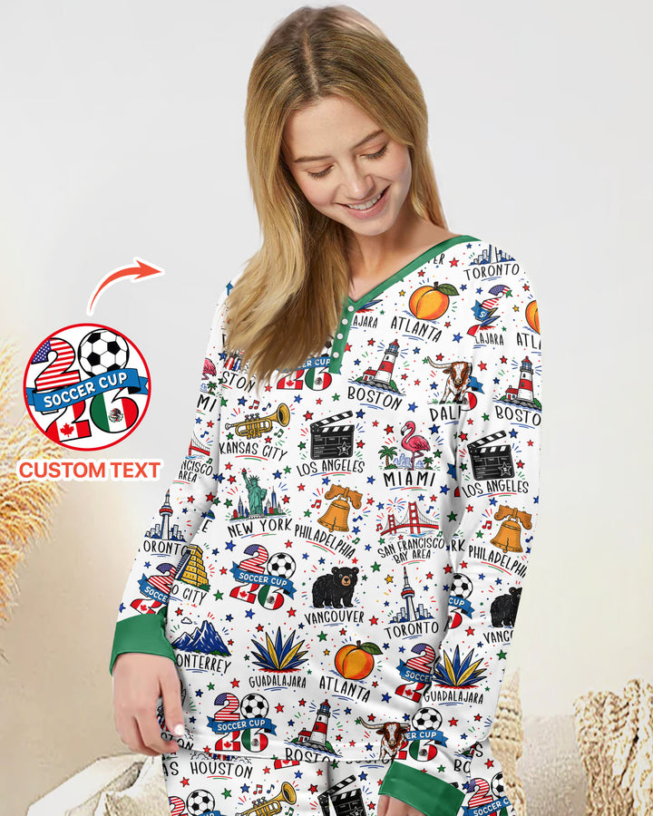 2026 Soccer Cup Host Citties Bamboo Women Pajama Set