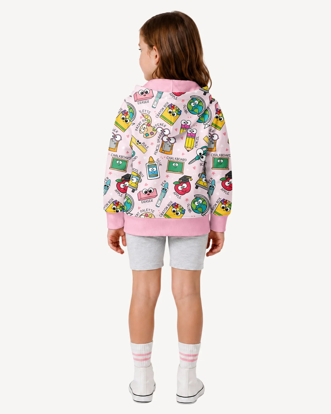 Kapuzenpullover aus Bambus mit hebräischem Alphabet und Reißverschluss