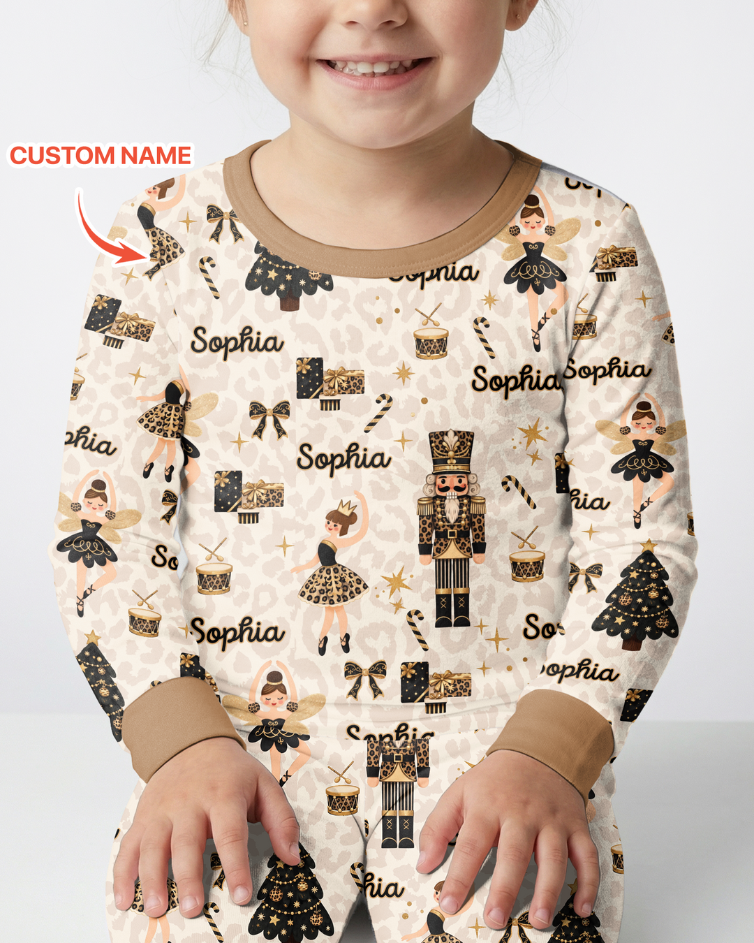 Custom Name Leopard Nutcracker Era Bamboo Two Piece Long Sleeve Pajama Set
