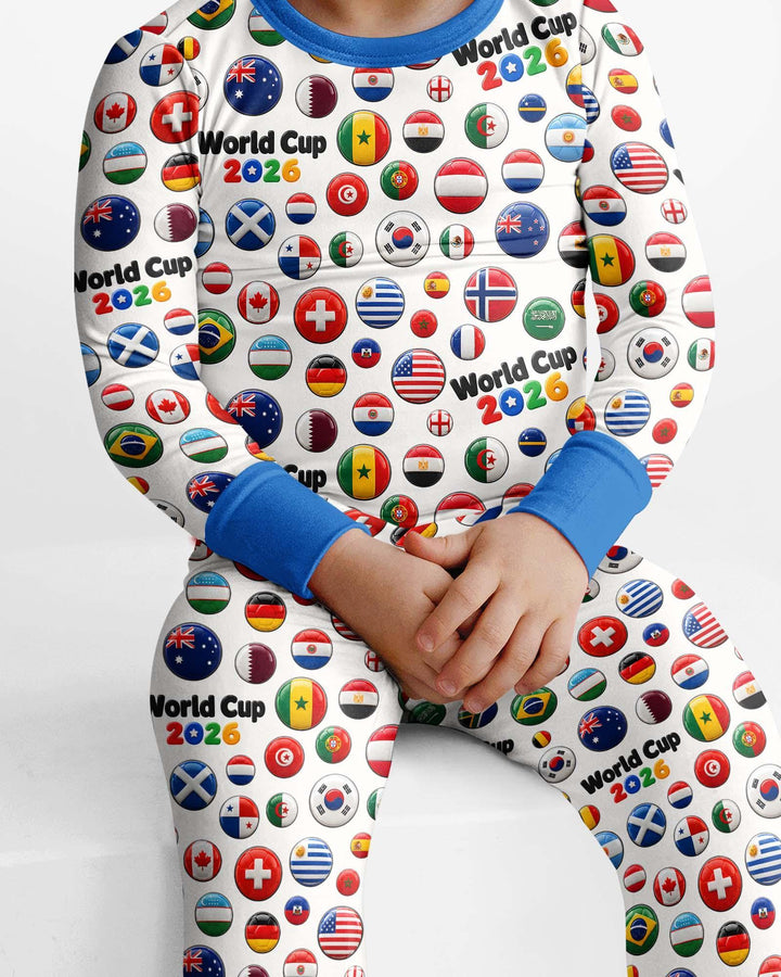 Soccer Cup All Country Balls Bamboo Two Piece Long Sleeve Pajama Set
