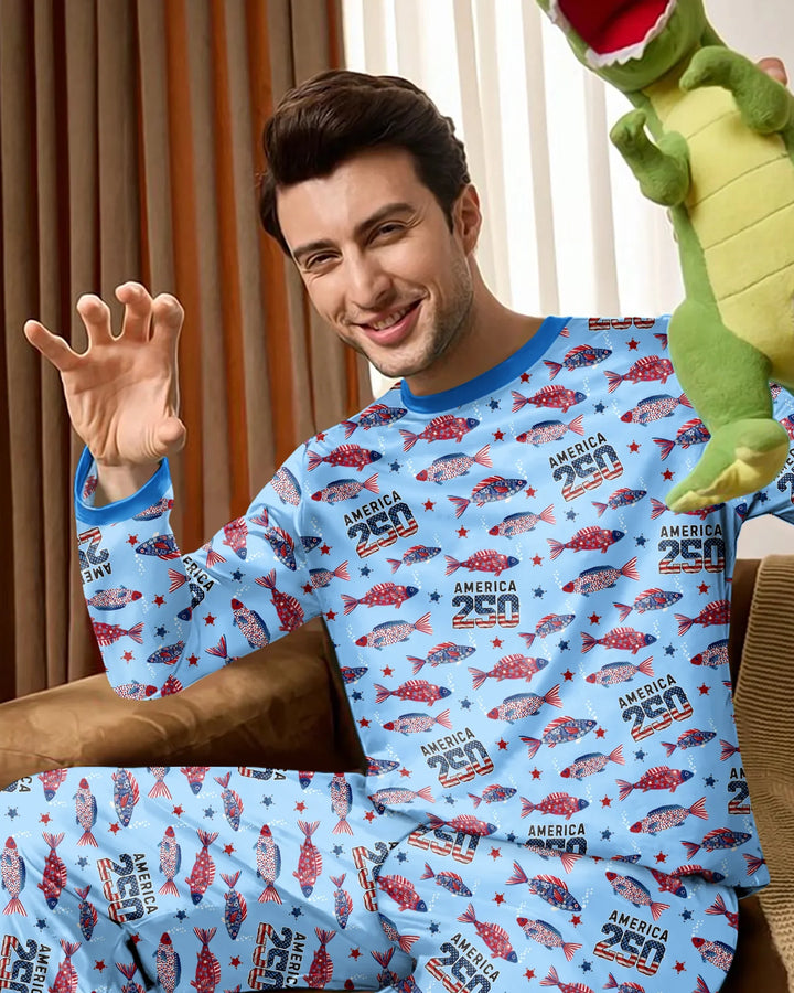 Stars and Stripes Fish Bamboo Men's Pajama Set