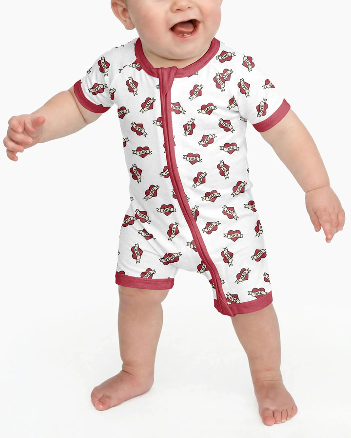 Old School Dad Hearts Daddy & Me Matching Bamboo Shorty Zippy