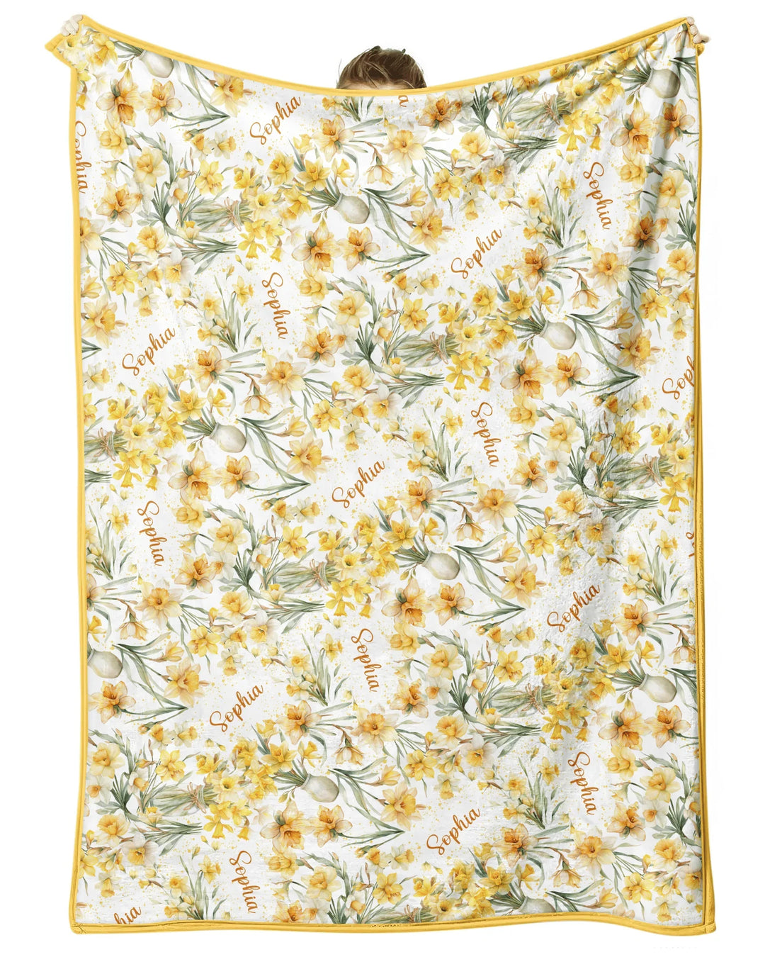 Custom Name Birth Month Flowers Bamboo Blanket