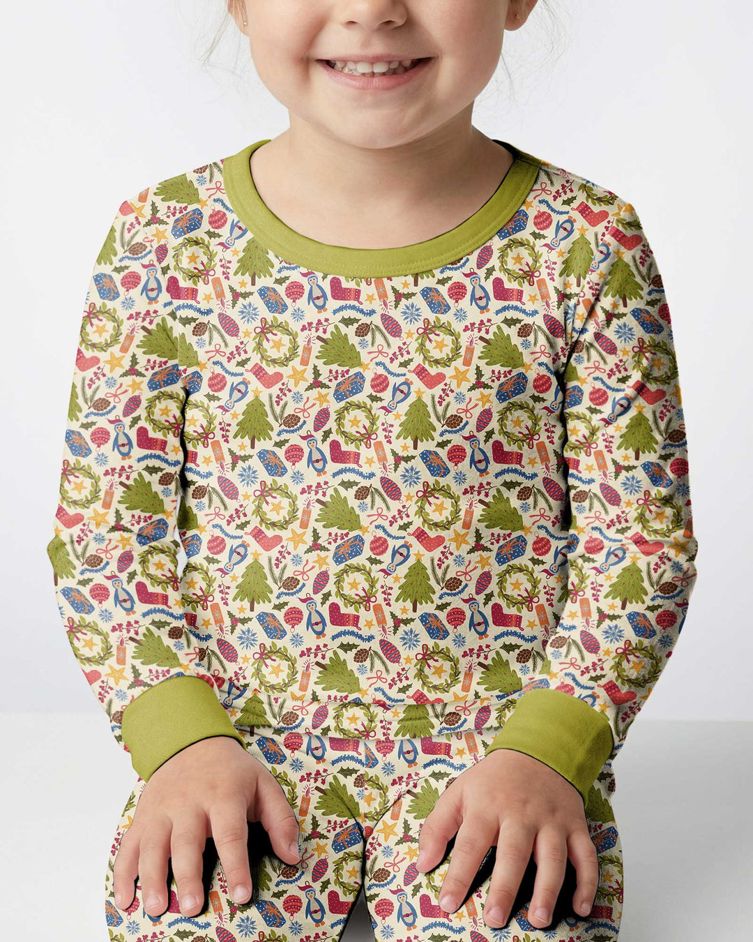 All Over Christmas Fun Bamboo Two Piece Long Sleeve Pajama Set
