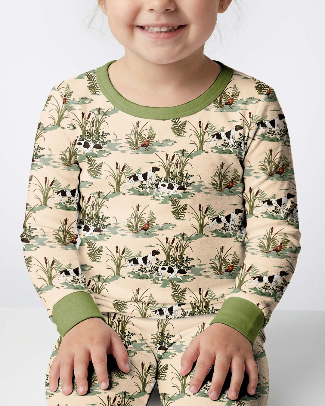 Vintage Pheasant & Hunting Dog Field Family Matching Bamboo Two Piece Long Sleeve Pajama Set