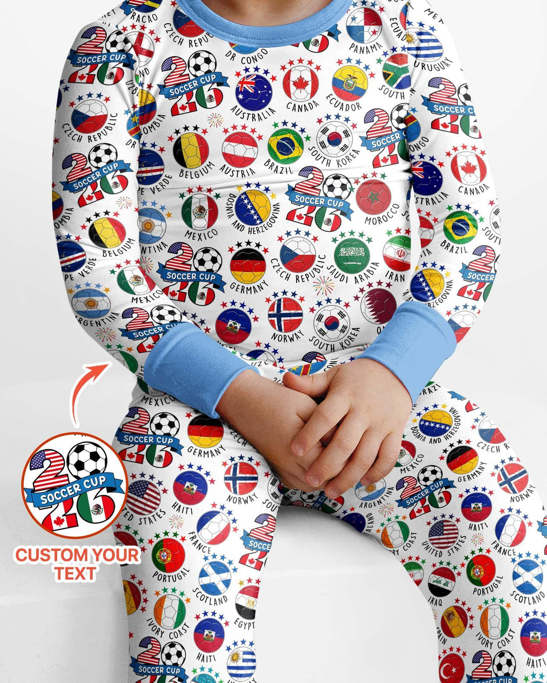 The World Plays Here 2026 Soccer Tour Bamboo Two Piece Long Sleeve Pajama Set