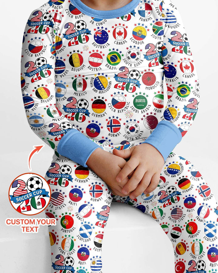 The World Plays Here 2026 Soccer Tour Bamboo Two Piece Long Sleeve Pajama Set