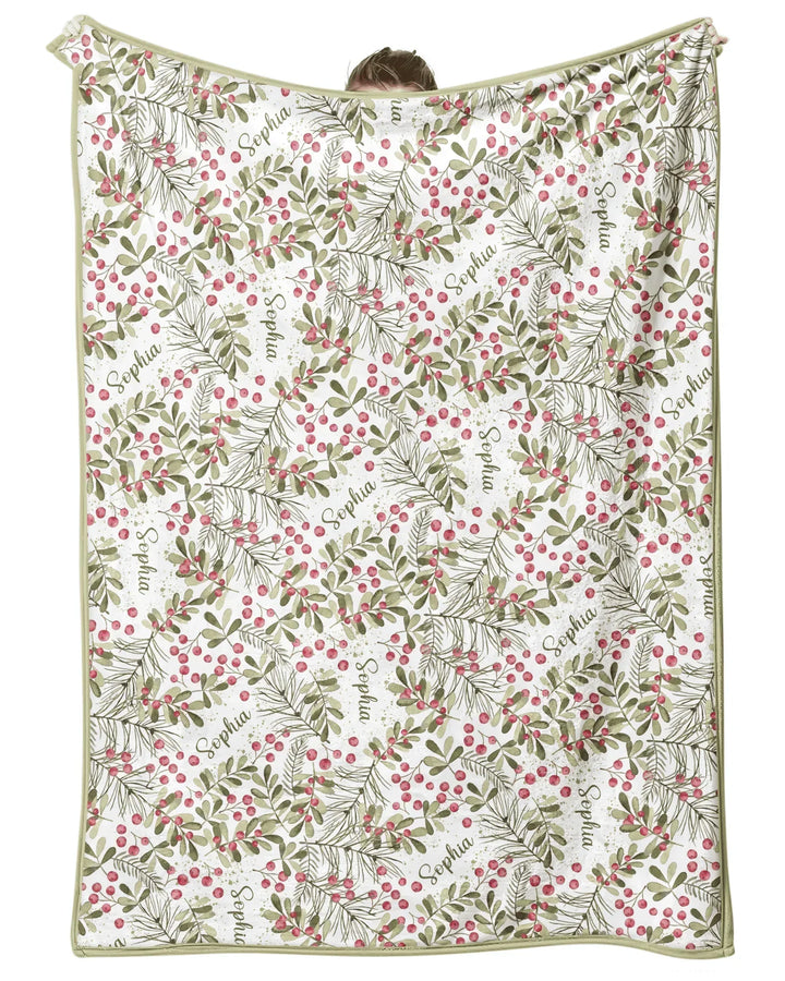 Custom Name Birth Month Flowers Bamboo Blanket