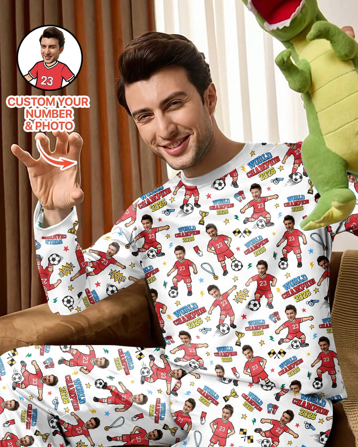 Custom Photo World Champion 2026 Family Matching Bamboo Men's Pajama Set