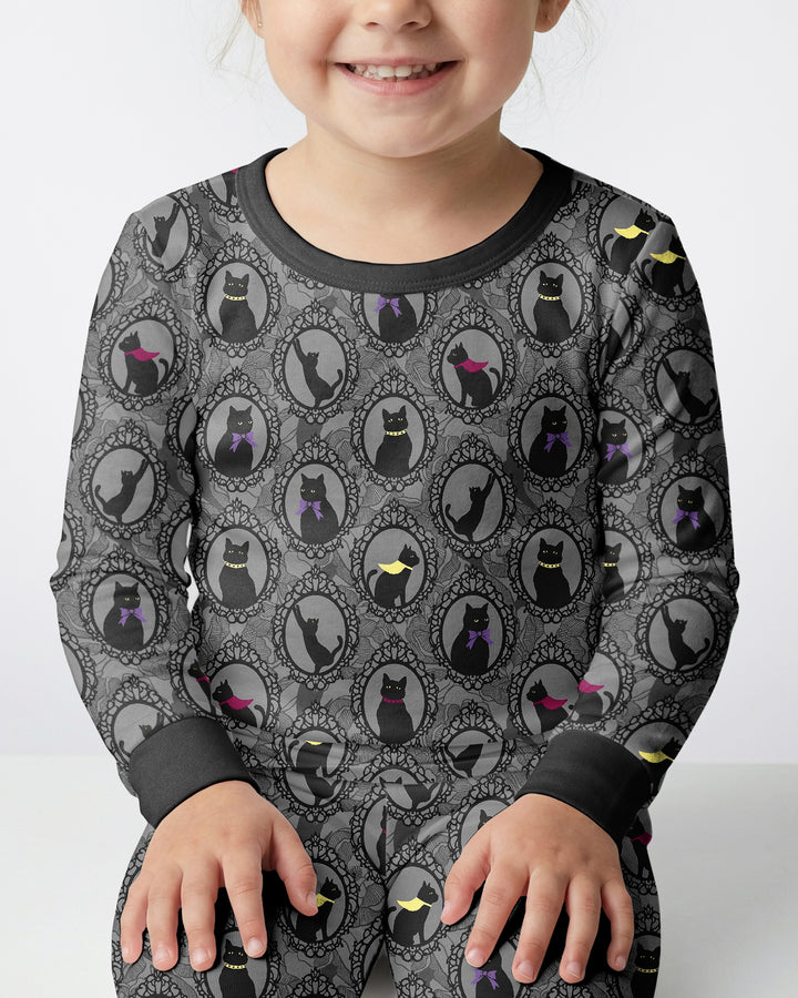 Midnight Cat Parade Bamboo Two Piece Long Sleeve Pajama Set