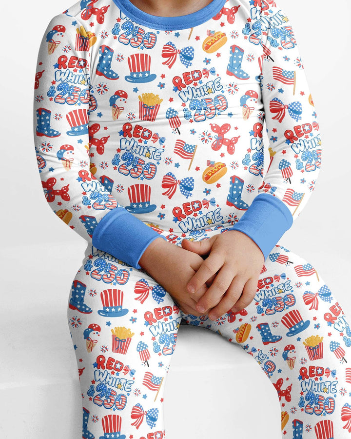 Red White & 250 Bamboo Two Piece Long Sleeve Pajama Set
