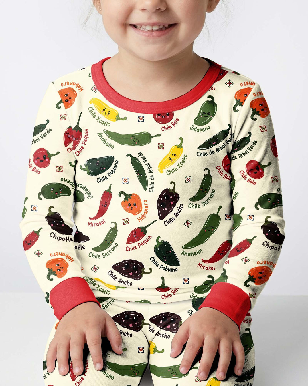 Kawaii  Mexican Chiles Bamboo Two Piece Long Sleeve Pajama Set