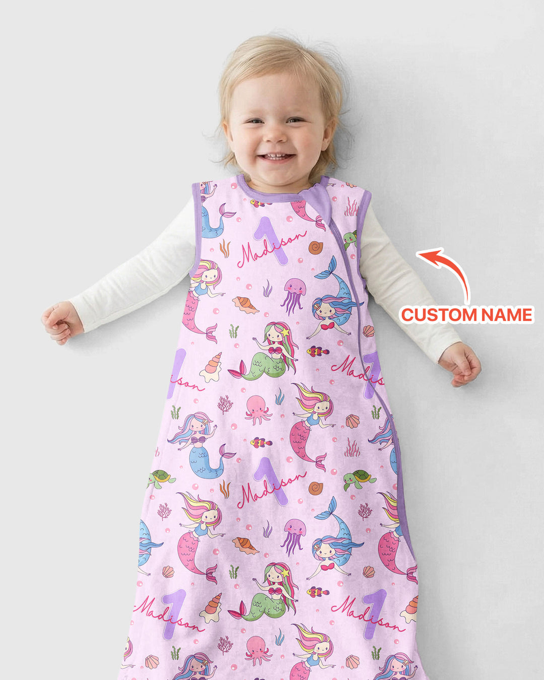 Custom Name Birthday Mermaid Wild One Bamboo Sleep Bag