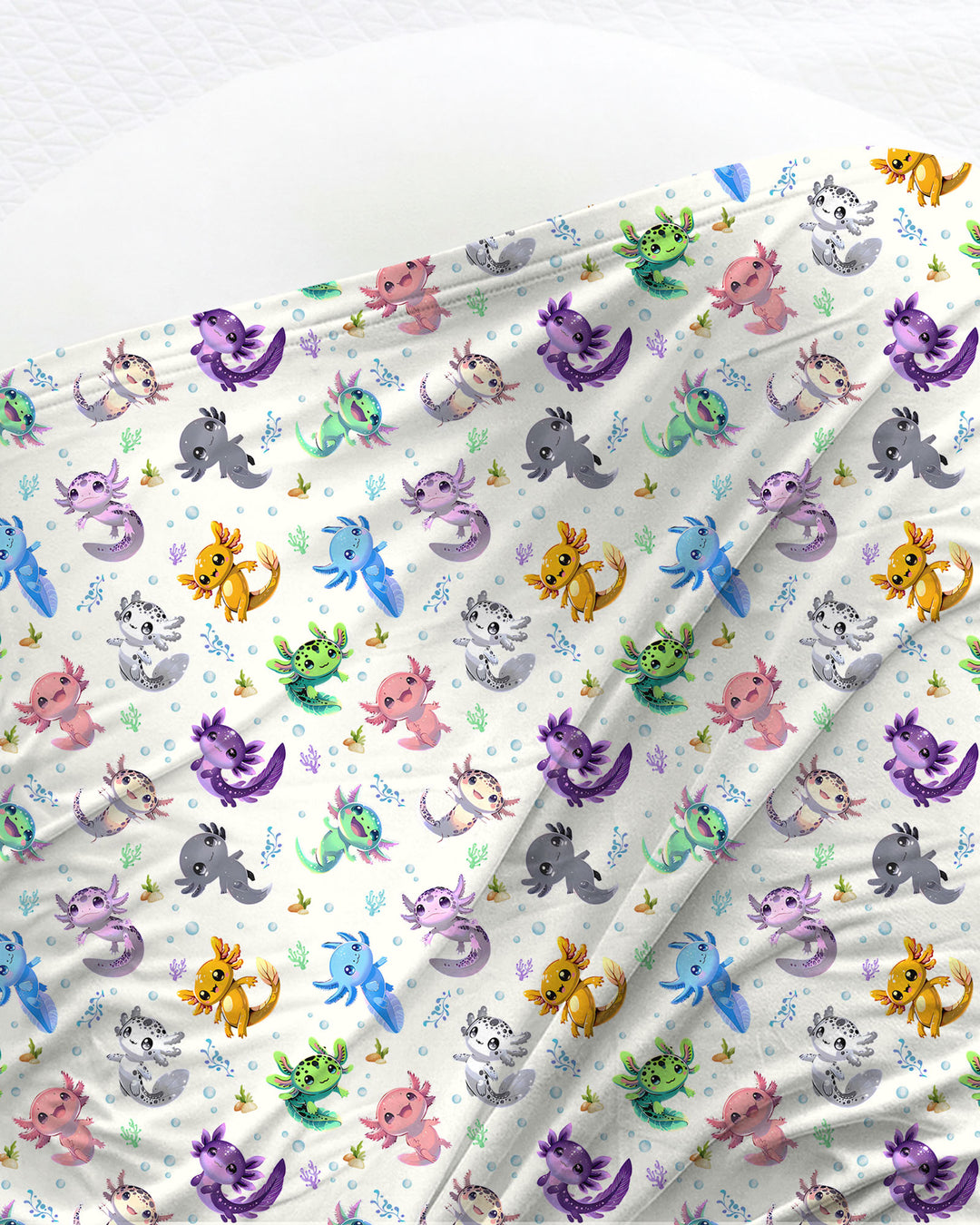 I Love You Axolotl swaddle blanket