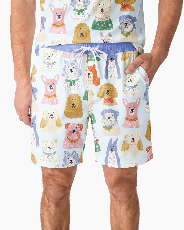 Puppy Portrait Bamboo Men Short Sleeve Short Pajama Set