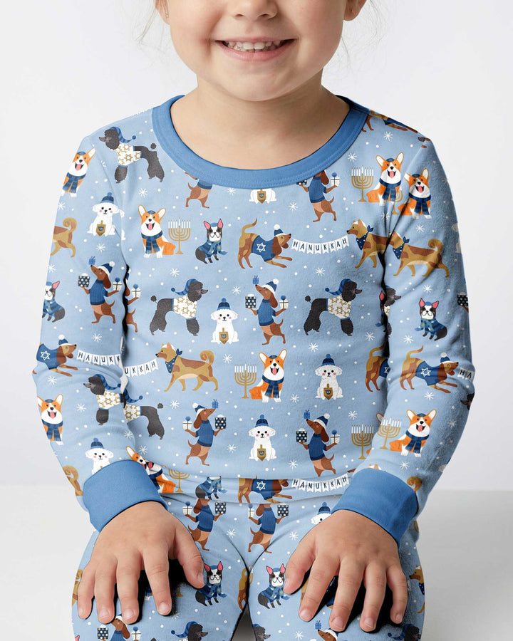Hanukkah Dogs Bamboo Two Piece Long Sleeve Pajama Set