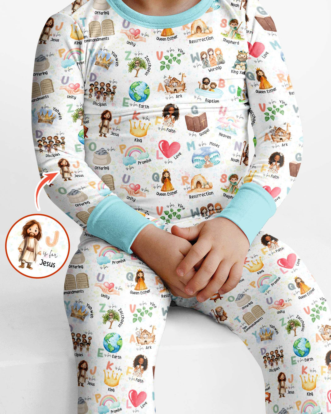 Bible ABC Alphabet Bamboo Two Piece Long Sleeve Pajama Set