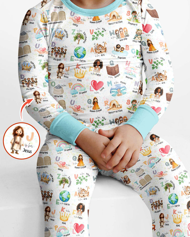 Bible ABC Alphabet Bamboo Two Piece Long Sleeve Pajama Set