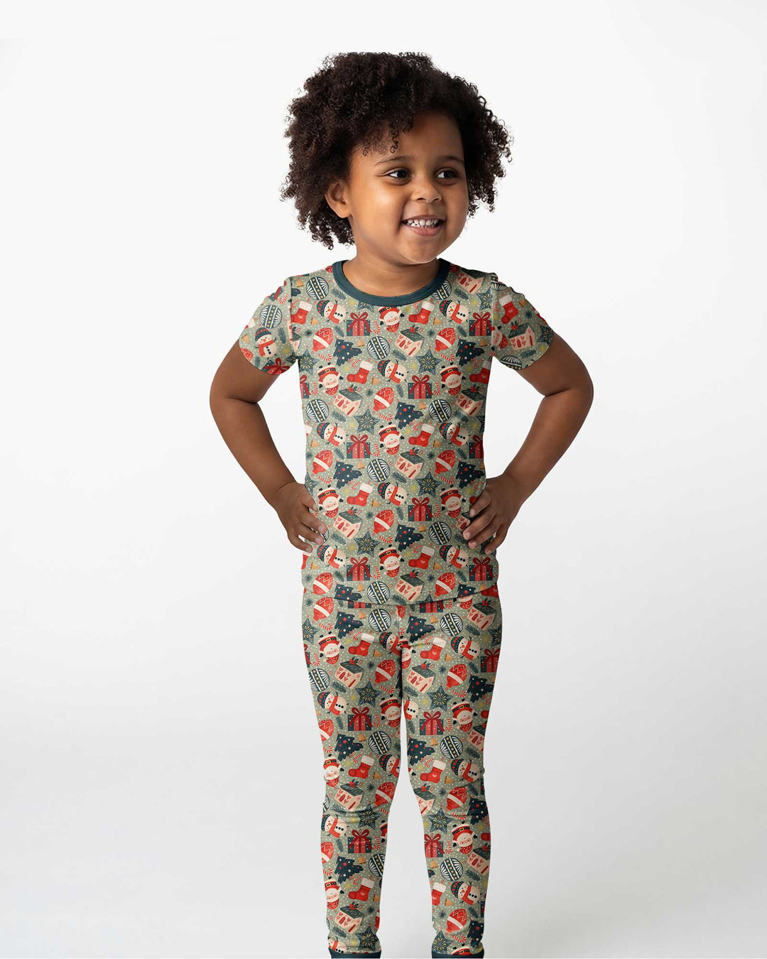 Christmas Ornaments Bamboo Two Piece Short Sleeve Pajama Set