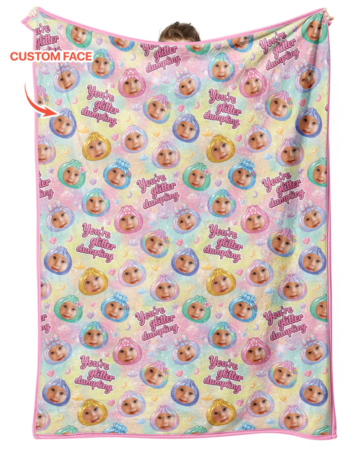 Custom Photo You're Glitter Dumpling Bamboo Blanket