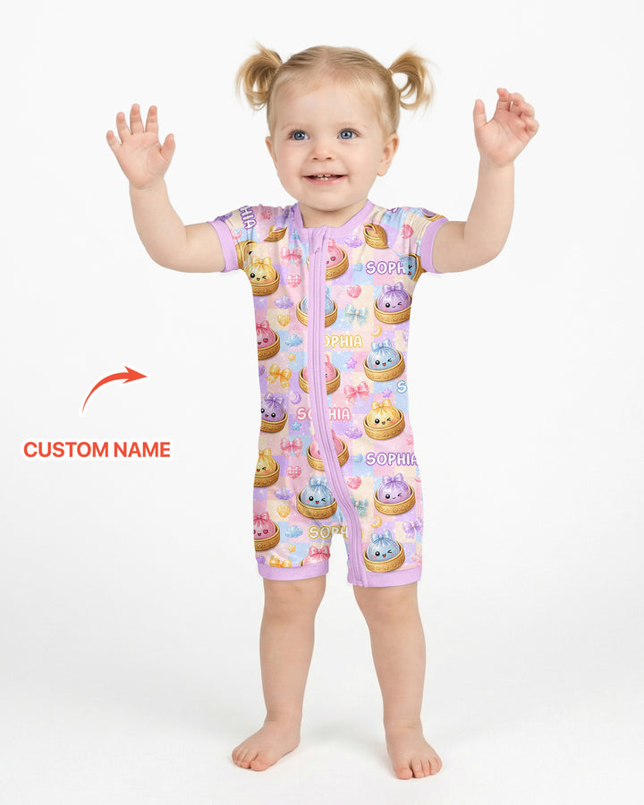 Custom Name Coquette Glitter Dumpling Bamboo Shorty Zippy