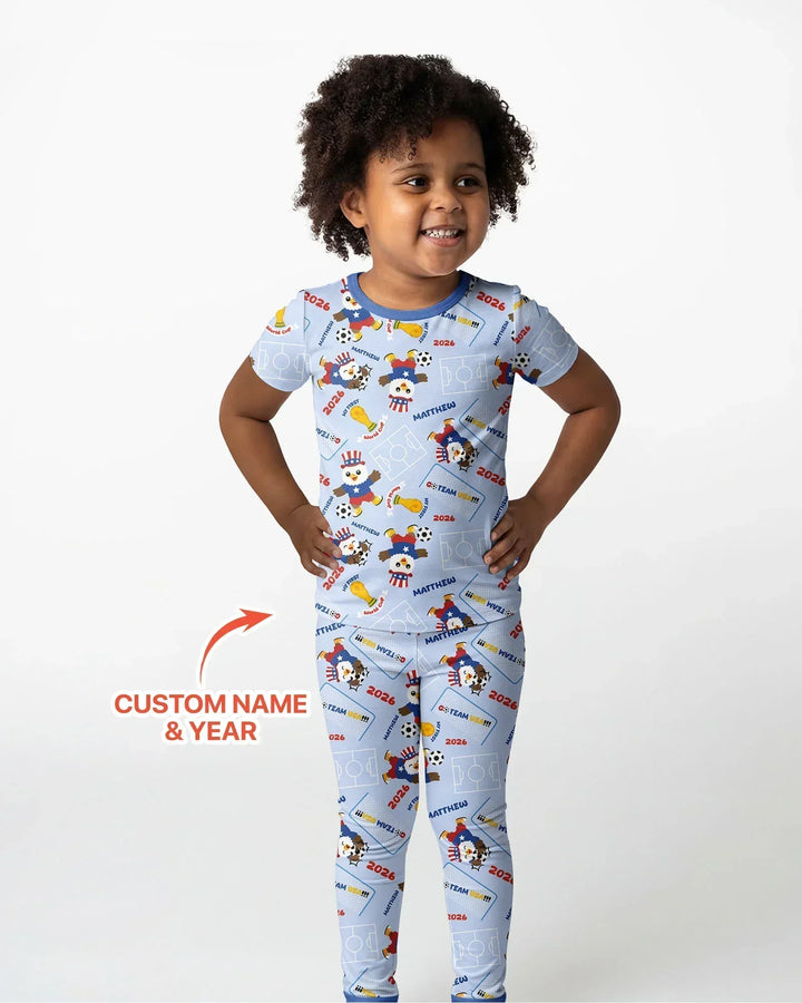 Conjunto de pijama de dos piezas de bambú de manga corta, plantilla personalizada