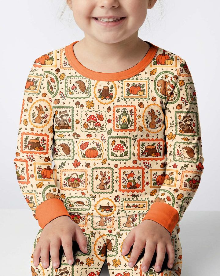 Woodland Animal Fall Bamboo Two Piece Long Sleeve Pajama Set