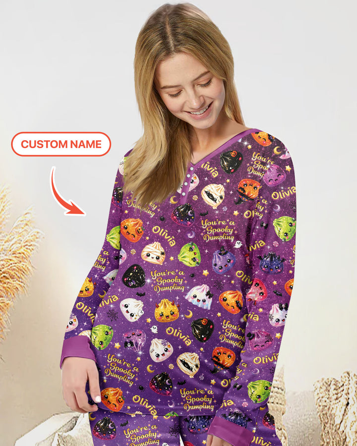 Custom Name You're A Spooky Dumpling Bamboo Women Pajama Set