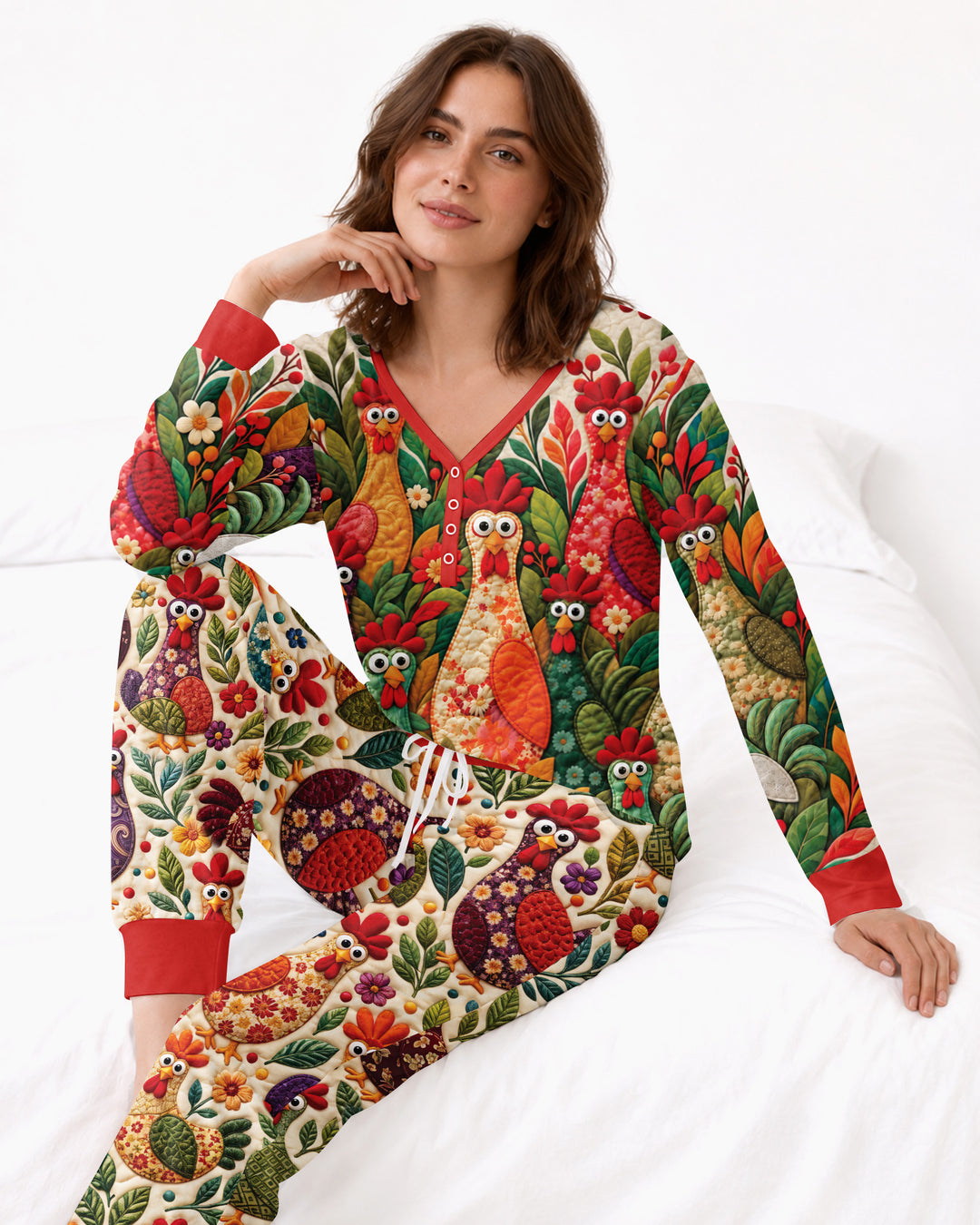 Funny Chicken Bamboo Women Pajama Set