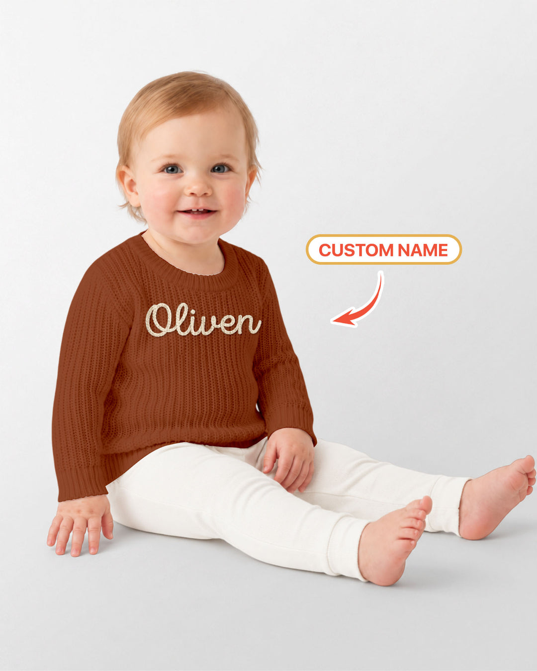 Embroidered Baby Name Bamboo Knit Sweater Bubble