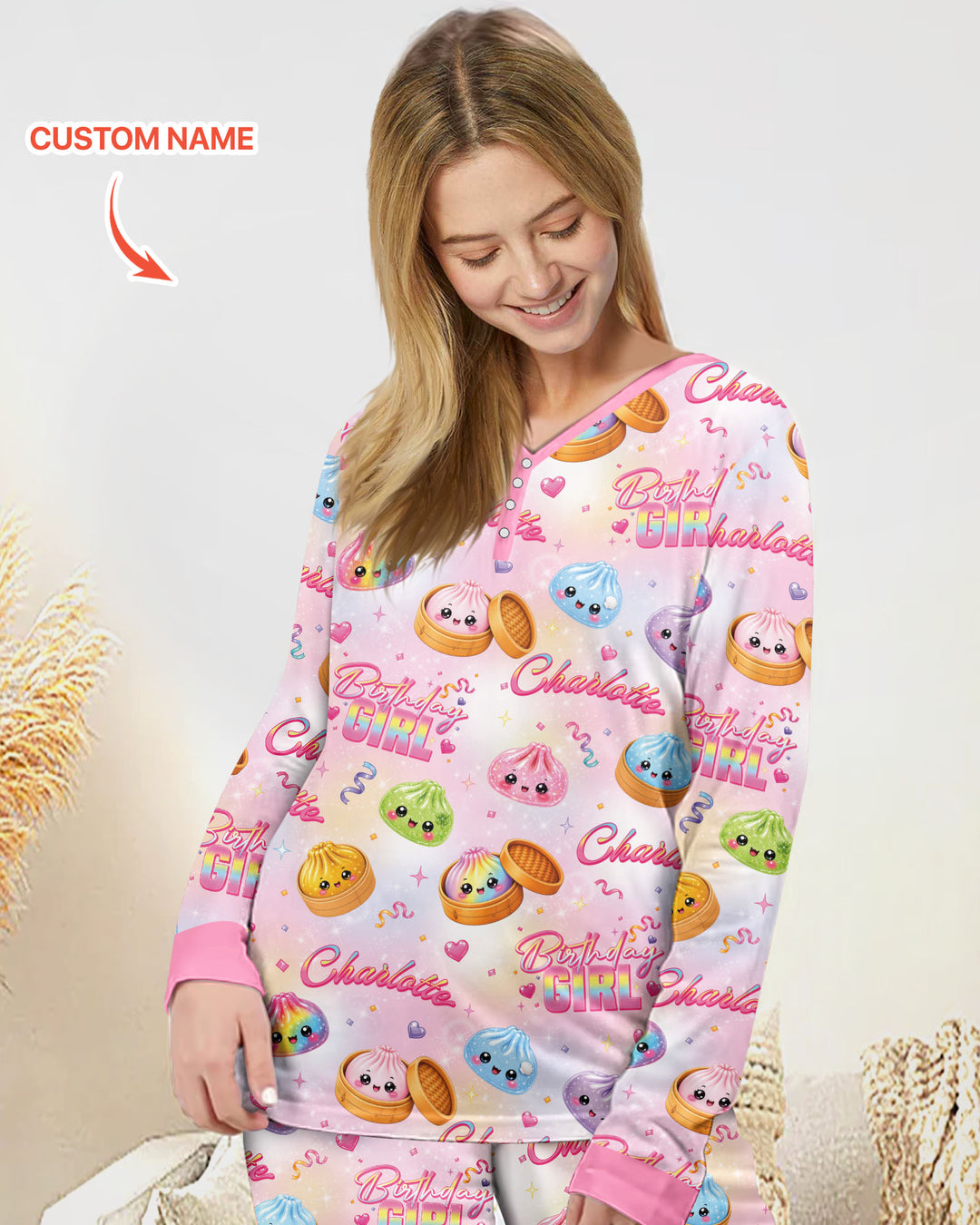 Birthday Girl Glitter Dumpling Bamboo Women Pajama Set