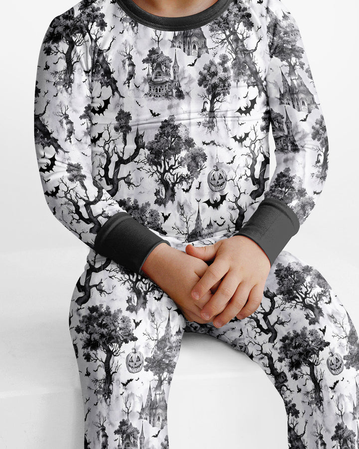 Gothic Halloween Chinoiserie Bamboo Two Piece Long Sleeve Pajama Set