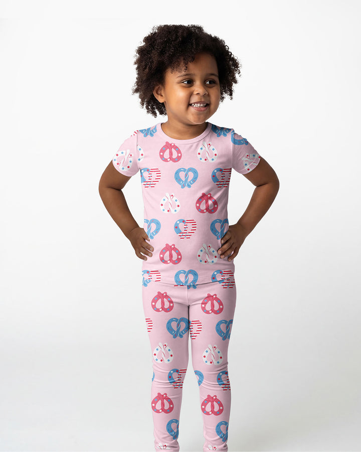 4th of July Pretzel  Bamboo Two Piece Short Sleeve Pajama Set