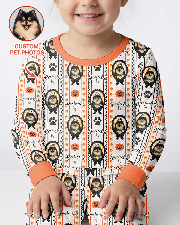 Custom Pet Photos Spooky Protector Bamboo Two Piece Long Sleeve Pajama Set