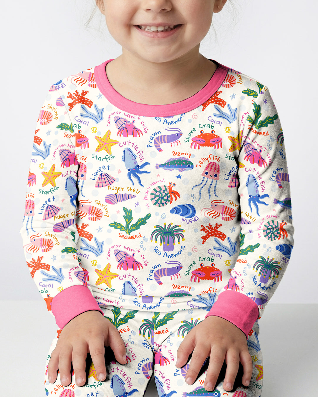 Conjunto de pijama de dos piezas de bambú de manga larga Tide Pool Pals