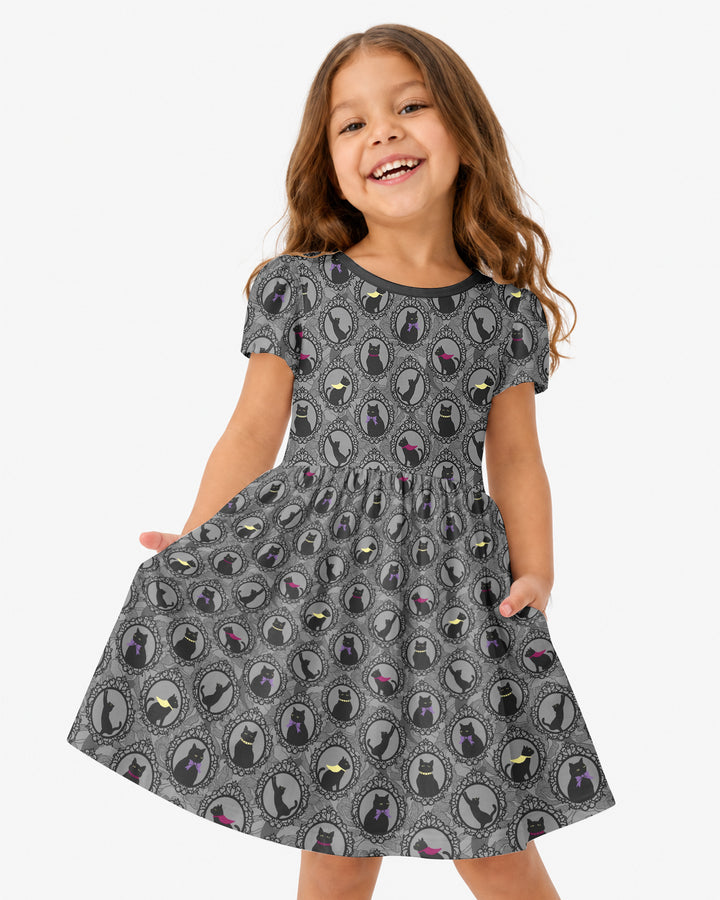 Midnight Cat Parade Bamboo Twirl Dress
