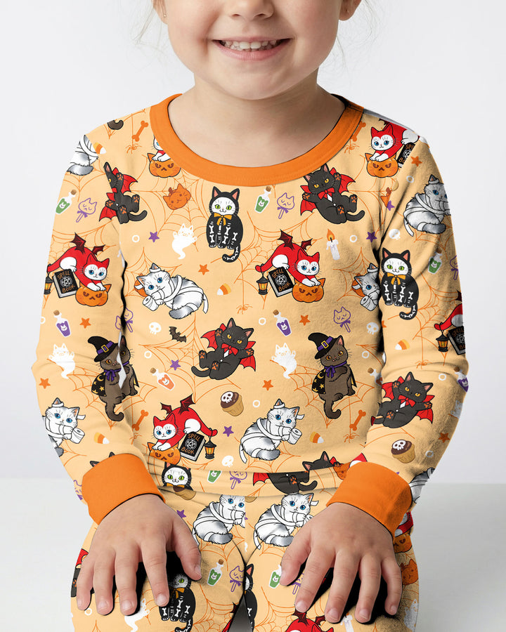 Spooky Kittie Bamboo Two Piece Long Sleeve Pajama Set